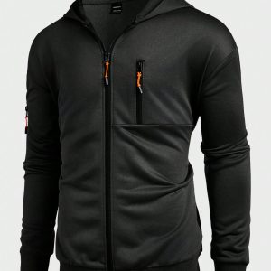 Manfinity KASUA Men??s Multi-Zipper Hooded Sweatshirt, Casual Outdoor Walking Clothes For Autumn And Winter