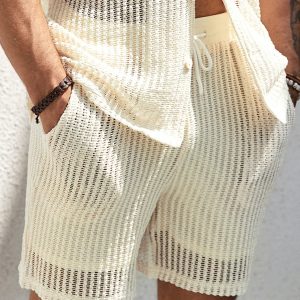 Manfinity KASUA Men??s Solid Color Elastic Waist Drawstring Shorts