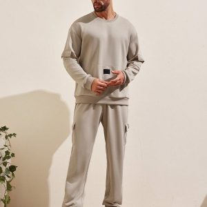 Manfinity KASUA Men??s Workwear Pocket Design Pullover Sweatshirt Set