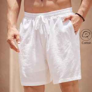 Manfinity KASUA Men??s Drawstring Pocket Casual Fashionable Vintage Cotton Shorts