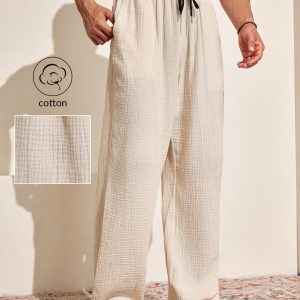 Manfinity KASUA Men??s Solid Color Simple Daily Wear Breathable Long Pants