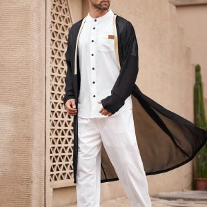 Manfinity KASUA Men??s Solid Color Long Sleeve Open Front Cardigan Shirt