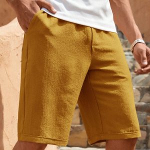 Manfinity KASUA Solid Color Pocket Decor Casual Shorts, Summer