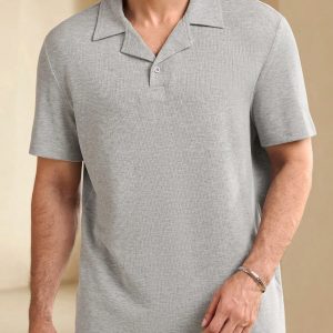 Manfinity KASUA Men Summer Solid Color Short Sleeve Casual Commuter Polo Shirt