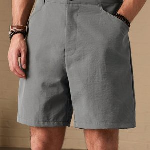 Manfinity KASUA Men Solid Color Loose Fit Casual Shorts With Pockets, For Daily Wear